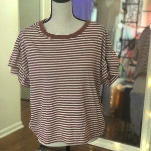 Madewell Ruffle Sleeve Striped T-Shirt